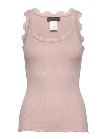 Silk Top W/ Lace T-shirts & Tops Sleeveless Rosa Rosemunde