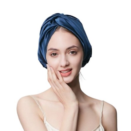 Silkkihattu uneen, hiusmyssy nukkumiseen, satiinimyssy kiharille hiuksille Blue