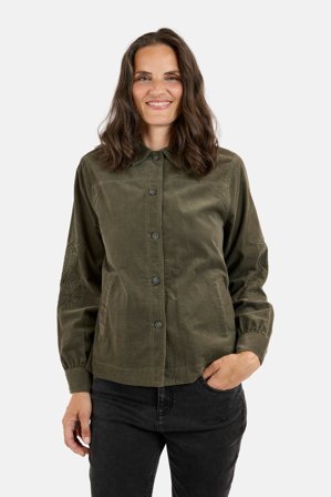 SIGNATURE - Skjorte - Grøn - Fløjl