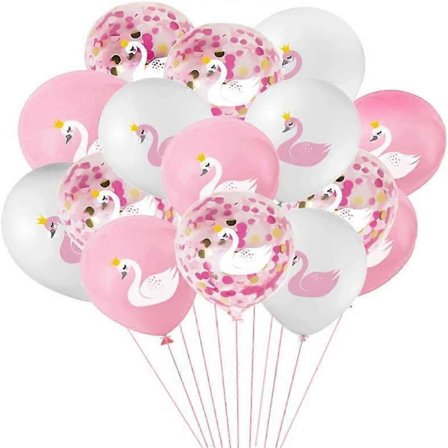 15 stk. lyserøde og hvide latexballoner Swan Soiree konfettiballoner til bryllup fødselsdag pige babyshower festdekoration