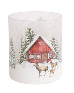 Ljuslykta Vinterhus - 10x12,5 cm - Jul - Linea