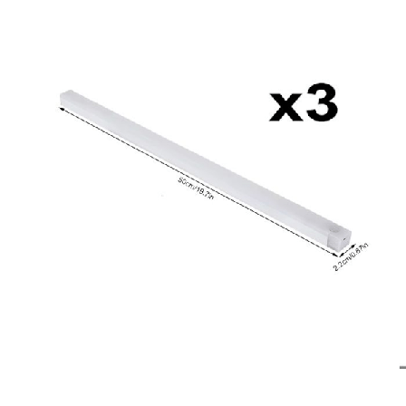 Sæt med 3 stk. trådløse LED-nattelys 50 cm genopladelige med USB, LED lysbar 3 farver, LED skabslampe 5V 4W