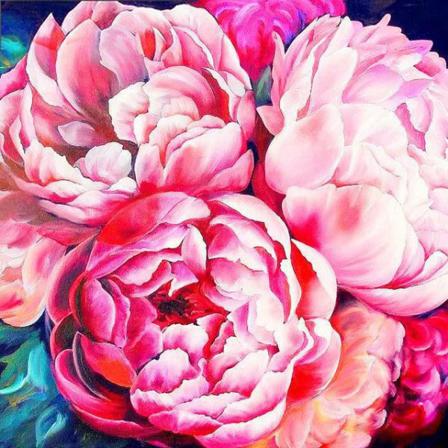 Full 5d Diy Diamond Painting Cross Stitch Pink Peony Mosaic Brod Som På Bilden 1 40x40cm
