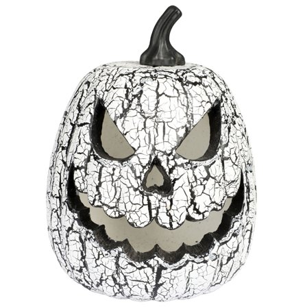 Hvitt Halloweengresskar med LED-lys