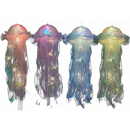 4 st Jellyfish formad lampa Kreativ Jellyfish Krona LED Fantasy Jellyfish Lampa Lysande Jellyfish Hängande Lampa Rum Dekor