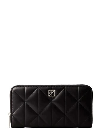 Calvin Klein Quilted Long Zip Around - Black - ONE SIZE