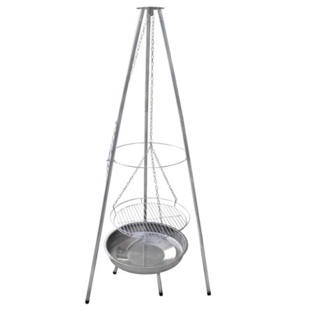 vidaXL Hængende kulgrill med stativ "Sølv"