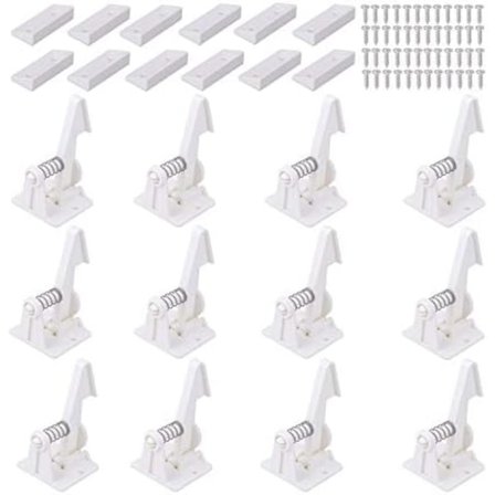 12-pak Skabslåse Børnesikring - Skabe og Skuffer med Lim for Nem Installation - Ingen Boring eller Ekstra