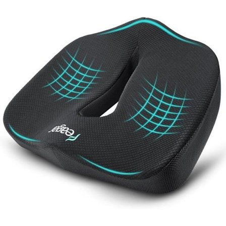 Memory Foam Stolpude - Ergonomisk Haleben Pude til Autostol, Førersæde, Iskias Pude, Sort