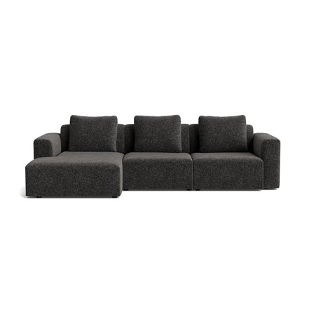 Como Chaiselong Sofa, Venstrevendt - Genesis Antracit - 286x155x83cm - Håndlavet Kvalitets Sofa med Chaiselong & Ekstra Ryghynder - Antracitgrå