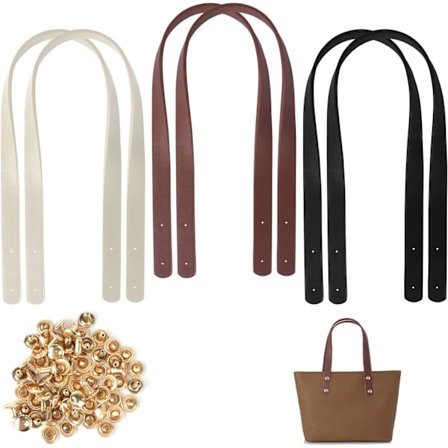 3 Par Håndtak i Lær til Veske (Svart, Brun, Beige), Håndveske H