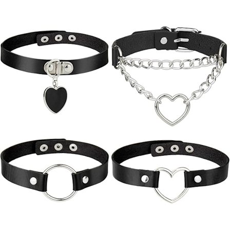 4 stk. Lær Choker Halskjede, Fargerike Punk Stil Gotisk Choker Halskjeder PU Lær Choker Halskjeder for Kvinner Tilbehør