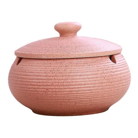 Keramisk Askebeger Med Vindtett Lokk For Innendørs Og Utendørs Bruk - Rosa