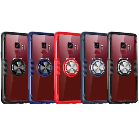 Effektfullt Skal med Ringhållare - Samsung Galaxy S9 Plus Marinblå/Silver