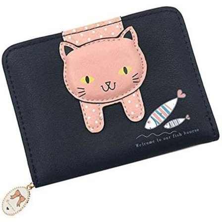 Piger Kvinder Lille Tegnebog Sød Kat Mønster Clutch Pung Mønt Holder Kort Organiser