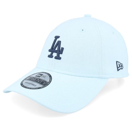 New Era - MLB Ble unconstructed Czapka Z Daszkiem - Los Angeles Dodgers Linen 9TWENTY Pale Blue/Navy Dad Cap @ Hatstore