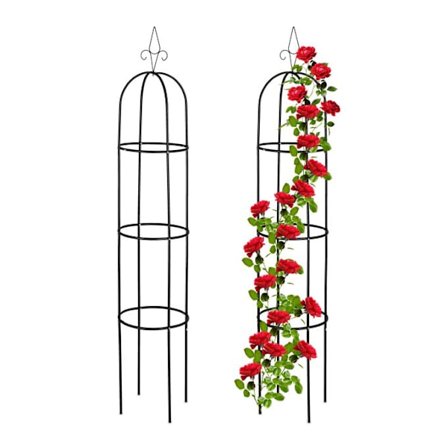 2 kpl puutarha-obeliskiä 200 cm musta