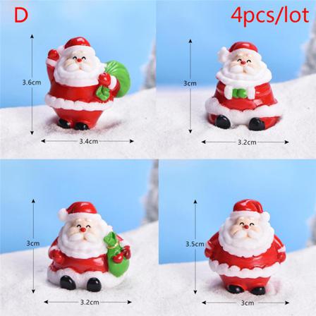 4st/lot Mini Resin Juldekoration Santa Claus Snowman Tr