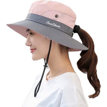 Solhatt Kvinnor Män 3u201d Bred Brätte UPF 50+ Fiske Strand Hink Hattar Rosa Grå