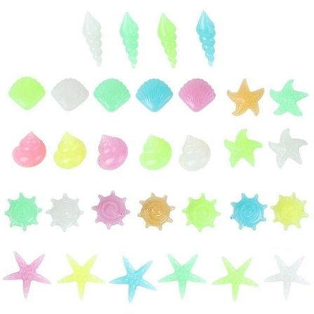 100 stk. farverige dekorative sten, selvlysende grus der lyser i mørke