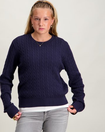 Grunt GRLine Cable LS Knit Bleu Pulls Fille - Kids Brand Store