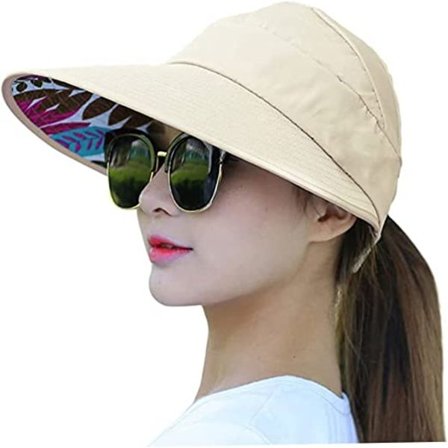 Bredskyggede solhatte, justerbar solskyggehat med UV-beskyttelse til kvinder