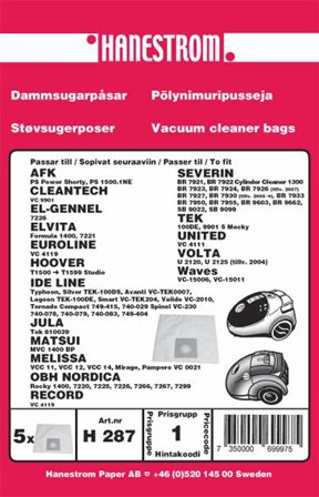 HANESTRÖM Dammsugarpåsar IDE LINE TYPHOON,MELISSA VCC12