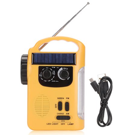 RD339 Solar Håndsving Radio Høj Lysstyrke Stabil Multipurpose FM AM Vejrradio med LED Lommelygte til Udendørs Brug