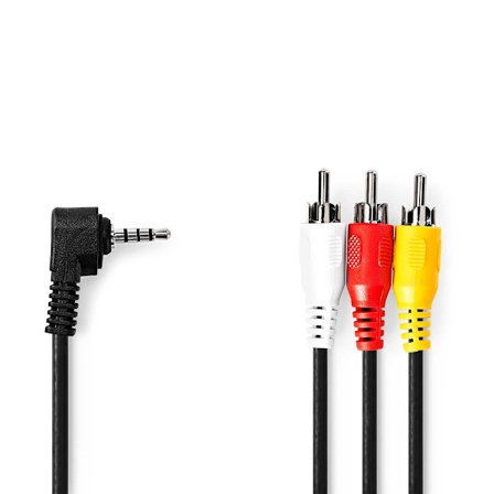 Audio Video-kabel | 3.5 mm Hane | 3x RCA Hane | Nickelplaterad | 1.00 m | Rund | PVC | Svart