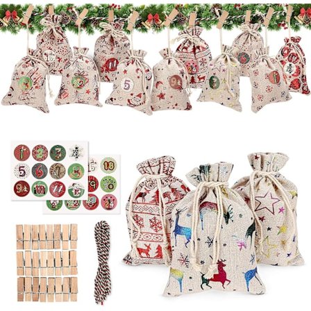 |NN| 24 st Små Påsar, DIY Adventskalendrar, med Dragsko, Hantverk