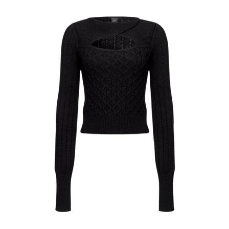 Pinko, Round-neck Knitwear Zwart, Dames, Maat:L