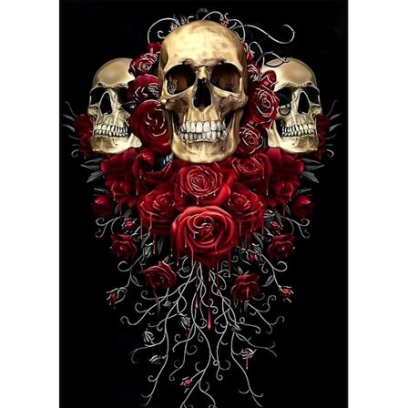 Full Diamond Embroidery Kit med Skull, 5D Diamond Painting Roses, 5D Diamond Painting Skull Halloween Full 30x40 CM