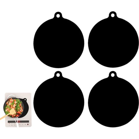 Beskyttelsesmatter for induksjonskomfyr - 4-pakning med runde induksjonskomfyrmatter, 22 cm i diameter - svart