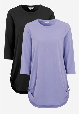 Cellbes of Sweden - Jerseytunika med 3/4 ærme Alexia 2-pack i støvet lilla + sort til damer i størrelse 54/56