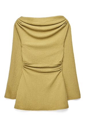 NA-KD Draped Structured Long Sleeve Top - Sæt - Grøn - XL