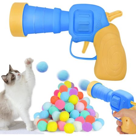 Katapultlegetøj til katte med 50 stk. pompom-bolde, søde interaktive indendørslegetøj til killinger, der leger selv, boldskyder til træning og leg