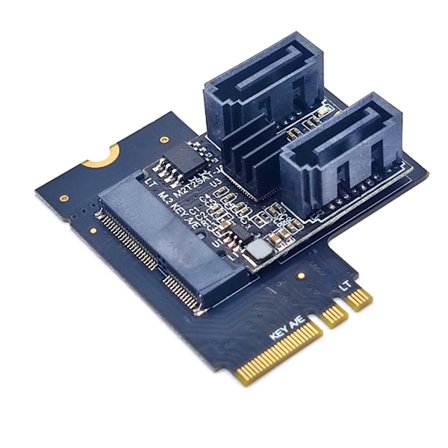 M.2 SATA Adapter NGFF Key A/E till 2 Port SATA 3.0 Expansionskort Riser Board SATA3 6G Controller JMB582 Chip för SATA HDD