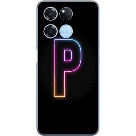 Kompatibel Mobilcover til OnePlus OnePlus Ace Racing Minimalistisk neonbogstav P i farvegradient og lyseffekt mod sort baggrund i digital neonstil