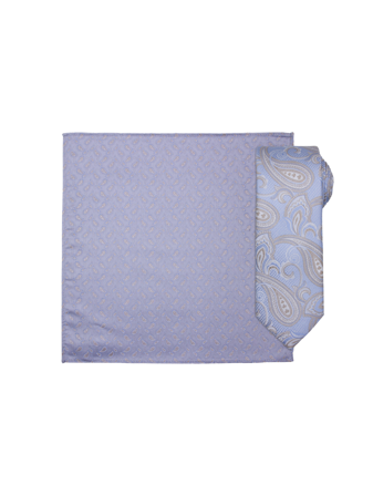 MATCH - Santi silkeslips og lommetørkle - Intex - Str. ONESIZE - Herre - Tilbehør - Blå - 100% silke