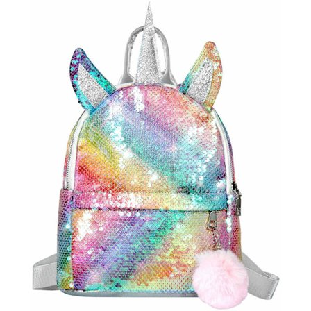 Girls ryggsäck med paljetter Unicorn skolväska Slitstark reseryggsäck - Perfet