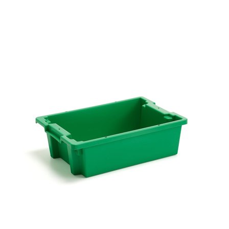 Plastbakke SPENCE, stablebar, 30 liter, L600 B400 H180 mm, grønn
