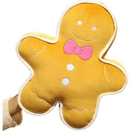 Myk Gingerbread Man plysjdukke myk kastepute - gul