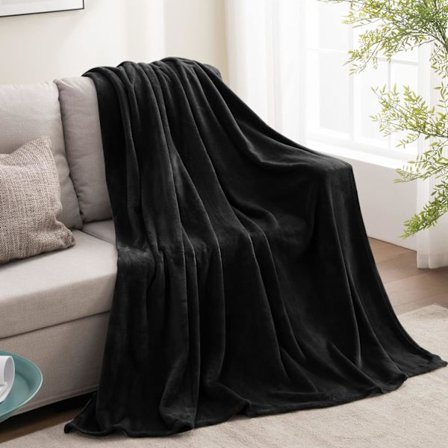 Fleece-teppe Tvilling Størrelse Svart 59"x78" Kasteteppe for Sofa &