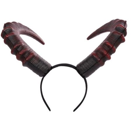 Gothic Halloween Cosplay Hår Tilbehør Realistisk Sort Rød Lang Devils Horn Pandebånd