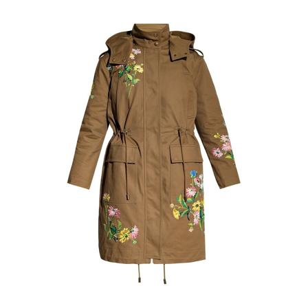 RED Valentino Embroidered parka Grøn, Dame