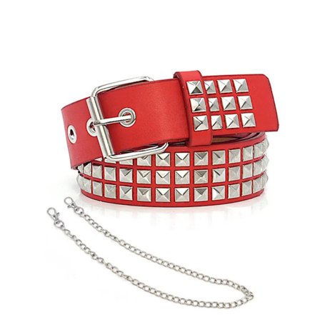 Dam Bälte Punk Hårdvara Jeans Bälte Kvadrat Pärlor Nitar Bälte Svart