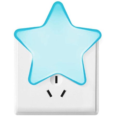 LED natlys stjernesokkel stikkontakt med tusmørkesensor Meget god til børneværelser trapper soveværelse køkken orienteringslys