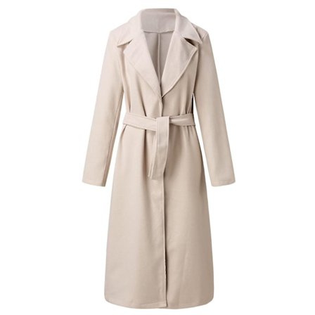 Lång och smal damjacka med 2 fickor utan knappar och bälteshällor - perfekt present till vänner