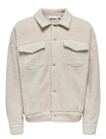 ONLY & SONS Onsdeacon Rlx Sherpa Overshirt Sweat Vd - Cream - XL