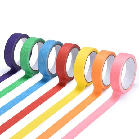 Washi-teip, 7 ruller med washi-teipsett, fargerik klebende teip for scrapbooking, håndverk KLB